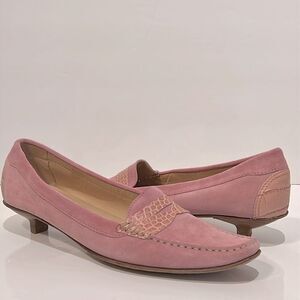 Fieramosca & Co. Pink Suede/Leather Square Toe Kitten Heel Shoes‎ Size 10